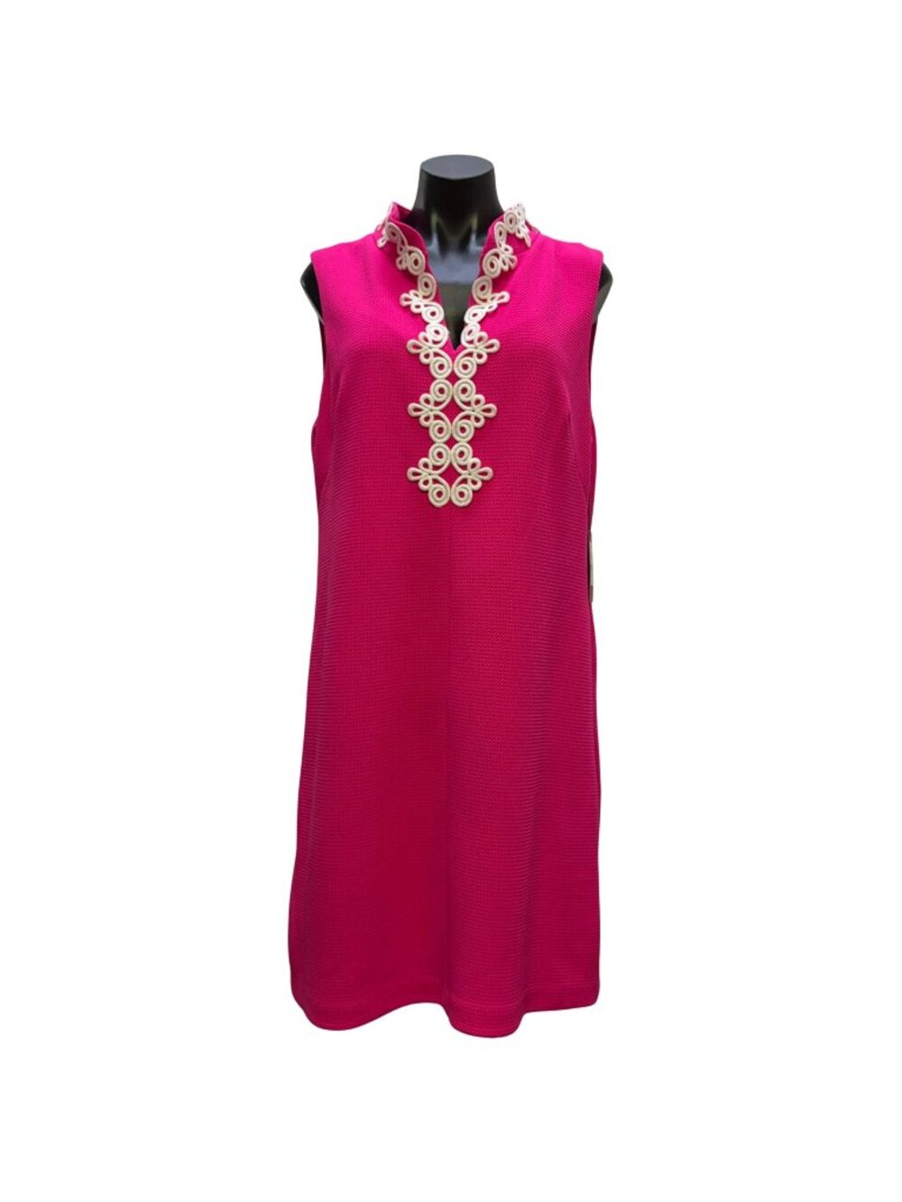 NWT Vince Camuto Pink Sleeveless Dress With White Embroidery Size 16